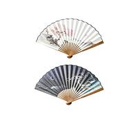 LRFNKCT handheld fan, Folding Fans,Hand Fans, Handheld Fans, Chinese Style Handheld Fans, Riyue Shengheng Hanfu Ancient Folding Fan for Wedding Gift Party Favors Elegant Hand(White)