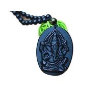 LRFNKCT Necklaces, Men's Necklaces， Necklaces, Black Obsidian Necklace, Stone Pendants Carved Elephant Gold Pendant Indian God Men Women Fashion Jewelry