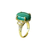 LRFNKCT Rings,vintage rings, S925 Silver Gold-Plated with Natural Malachite Egg face Ring for Women Yoga