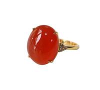 LRFNKCT Rings,vintage rings, S925 Silver with Natural Nan Red Agate Ring Ring for Women Yoga Genuine Jade