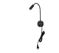 LRFVADW Bathroom Wall Light Plug Wired Flexible 3 Watts 3W Gooseneck Led Wall Light Sconce Lamp Lighting for Bedroom Reading Bathroom with, Black White(Schwarz)