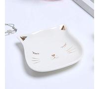 LRFVADW Dinner Plates Cartoon Ceramic Plate, Candy, Japanese Mini Non-Slip, Black and White Simple, Personality(White,L)