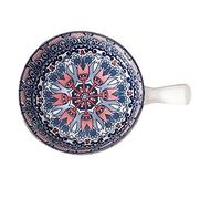 LRFVADW Dinner Plates Ceramic Salad Bowl with Handle Baking Cereal Fruit Solid Color Dessert Soup Noodle Microwave Oven(B)