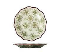 LRFVADW Dinner Plates Creative Carving Ceramic Plate Garden Green Color Painting Relief Dinner Set Noodles Fruit Salad Bowl