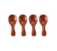 LRFVADW Dinner Spoons 4pcs Mini Wooden Spoon Small Kitchen Condiments Scoop Sugar Spice Short Handle Wood Tea Coffee Utensils(4Pcs Dark Brown)