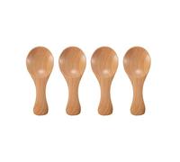 LRFVADW Dinner Spoons 4pcs Mini Wooden Spoon Small Kitchen Condiments Scoop Sugar Spice Short Handle Wood Tea Coffee Utensils(4Pcs Natural Wood)