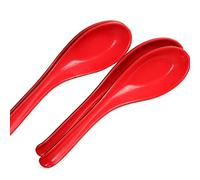 LRFVADW Dinner Spoons Red Black Color Home Flatware Plastic Bowl Soup PorridgeCatering Catering Spoon Kitchen Cooking Utensil