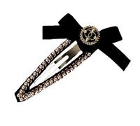 LRFVADW Hair Clips Exquisite bow pearl broken hairpin headgear golden side summer temperament bangs clip forehead(A)