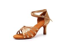 LRFVADW High Heels Ballroom Latin Dance Shoes for Women/Ladies High Heeled Indoor Dancing Satin/White Red Professional(4.5 UK)