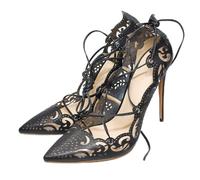 LRFVADW High Heels Elegant Cross Strap Shoes Women Pointed Toe Pumps High Heels Ladies Big Size Black(2.5 UK)