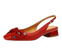LRFVADW High Heels French Vintage Toe Sandals Women's Summer Shallow Bowknot Middle Heel Hollow Comfortable and Simple Women(4.5 UK) Red