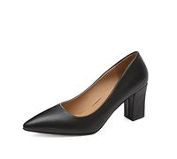 LRFVADW High Heels High Heel Pointed core Pulling Women's Shoes Closed Shallow Office Square high Party Comfortable Wedding(Schwarz,2.5 UK)