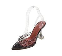 LRFVADW High Heels Simple and Versatile Point Drill Wine Glass Heel Women High Heels Shoes(8.5 UK) Schwarz