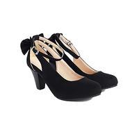 LRFVADW High Heels Summer Women's Suede Bride Party Office Dress Shoes High Pointed Heels Thick Closed Toes Ankle Lace up Wedding(Schwarz,7)