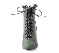 LRFVADW High Heels Women High Heels Short Boots Autumn Leather Ankle Bottes Woman Pumps Stable Thick(4.5 UK) Green