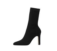 LRFVADW High Heels Women's High-Heeled Suede Boots, Transparent, Apricot, Graduation Party, Winter(7.5)