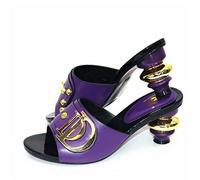 LRFVADW High Heels Women's Wedding Shoes Decorated with Rhinestone Slippers Luxury Sandals(Purple,10.5 UK)