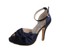 LRFVADW High Heels Women's Wedding Shoes, High Heeled Sandals with Ankle Straps, Open Toe(10) Blue