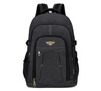 LRFVADW Mens backpack Laptop Canvas Backpack Men Travel School Shoulder Bags Multifunction Rucksack Water Resistant Computer Backpacks For(Schwarz)