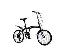 LRFVADW Mens Bikes 20-Inch 6-Speed Folding Bicycle High-Carbon Steel Paint Frame Compact Pedal Adult Bike(Schwarz)