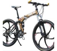 LRFVADW Mens Bikes 26 Inch Folding Bicycle 3x9 Speed Mountain Bike With Full Suspension(Black yellow)