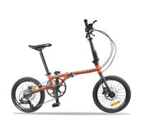 LRFVADW Mens Bikes 9-speed folding bicycle chrome molybdenum steel disc brake bike 16 inch 349 Scooter(Gold)