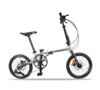 LRFVADW Mens Bikes 9-speed folding bicycle chrome molybdenum steel disc brake bike 16 inch 349 Scooter(White)