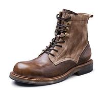 LRFVADW Mens Boots Leather Men Shoes Thick-Soled Mid-Top Boots Tooling Trend(Camel,6.5 UK)