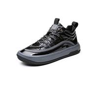 LRFVADW Mens Boots Waterproof High-top Shoes, Men's Single Winter Cotton, Boots To Keep Warm Mid-cut Cloth(Schwarz,10.5 UK)