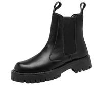 LRFVADW Mens Boots Winter platform snowmobile cross-country boots men's shoes warm fur leather comfortable adult(Black-Fur,5.5 UK)