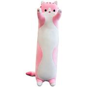 LRFVADW Pillows Cute Soft Long Cat Pillow Plush Toys Stuffed Kitten Knee Pillows Sleep(Pink)
