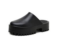 LRFVADW Slippers Women 2022 Summer Elegant Ladies Platform Muller High Heels Slippers Sandals Flip-Flops Green Hole Home Shoes(Schwarz,5.5 UK)