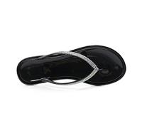 LRFVADW Slippers Women Summer flip-flops women's transparent beach slippers bright rhinestone crystal shoes plus size(Schwarz,7.5 UK)