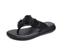 LRFVADW Slippers Women Summer Women Appliques Flower Platform Wedge Heel Flip Flops Outdoor Beach Sandals Woman Shoes Footwear Fashion(Schwarz,5.5 UK)