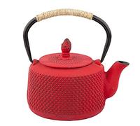 LRFVADW Tea Pot 850Ml Cast Iron Teapot Kettle with Filter Strainer Tea Ceremony Metal Gas Stove Kung Fu Set(Red)