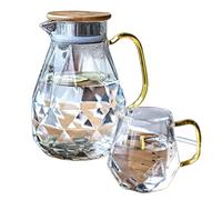 LRFVADW Tea Pot Diamond Textured Glass Teapot Set, Hot and Cold Kettle, Transparent Coffee Pot, Large Capacity Household Heat-Resistant Installable