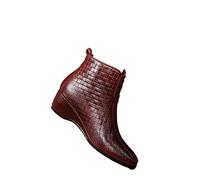 LRFVADW Womens Boots Autumn Arrival Ladies Office Leather Ankle Boots Womens Winter Warm Plush Velvet Shoes Woman(Brown,4.5)