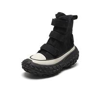 LRFVADW Womens Boots Boots Female Spring Denim Trend Lace-up Platform Canvas Shoes boot Casual Wild Light Breathable Thick Bottom(Schwarz,2.5 UK)