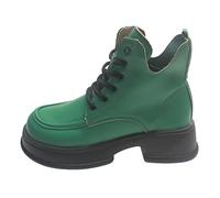 LRFVADW Womens Boots Rear platform boots for women, thick-soled Pu leather for motorcycles, autumn and winter(Green,5.5 UK)