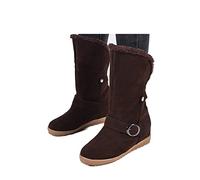 LRFVADW Womens Boots Snow boots, long snow, warm, plush, inner velvet, winter lapel, thick buckle(Purple,7.5 UK)