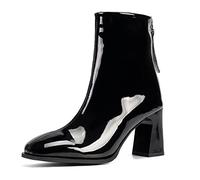 LRFVADW Womens Boots Temperament Soft Leather Thick-soled High-heeled Cavalry Boots After Autumn And Winter Zipper Elastic Thin Women's(Schwarz,2.5 UK)