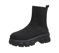 LRFVADW Womens Boots Winter Socks Boots Women Thick-Soled Soft Casual Shoes Large Size Warm Short(Schwarz,7.5 UK)