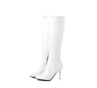 LRFVADW Womens Boots Women Long Boots Woman Over The Knee Boot Side zipper Thin heels and high Knight boots(White,5)