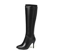 LRFVADW Womens Boots Women Long Boots Woman Over The Knee Boot Side zipper Thin heels and high Knight boots(Schwarz,5)