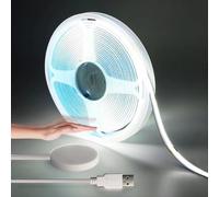 LRGBST 5V USB COB LED Strip, 3M White Dimmable LED Strip Light with Touch and Hand Sweep Dimmer Switch for Acoustic Panels Showcases Shelf Wardrobe Lighting