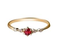 LRGKMCWTOB Cute Dainty Women's 14K Gold Ruby Drill Rings Delicate Rings Gemstone Rings Wedding Jewelry Heart Gemstone Promise Engagement Love Ring Size 5-10, US 8, Zirconia,Gold,Gemstone,Metal, Ruby