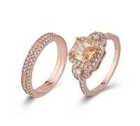 LRGKMCWTOB Gorgeous 18K Rose Gold Filled Morganite Ring Engagement Bridal Women Jewelry Set Size 6-10 (Size 8), Size 8, Gold,Rose