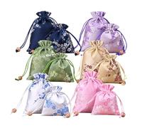 lrgnixs 12 Pcs Drawstring Jewelry Pouch,Silk Brocade Jewellery Bags,6 Styles Large and Small Sizes Gift Pouches,Favour Bags for Party Supplies Christmas Birthday Anniversary