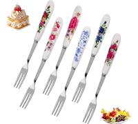 lrgnixs Cake Forks Set of 6,Stainless Steel Dessert Forks with Ceramic Handles,Pastry Fork for Cakes and Desserts,Creative Small Fruit Fork for Sundae Latte Coffee Tea Honey