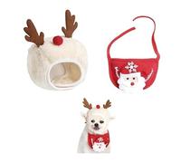 lrgnixs Christmas Dog Outfit,Dog Christmas Hat Bib Kit With Funny Antlers,Adjustable Cat Dog Christmases Costume For Puppy Kitty Xmas Party New Year Funny Dress Up Suits